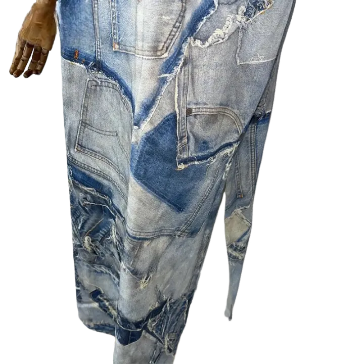 Pre Order:  Denim Patchwork Print Kaftan Dress - WINI