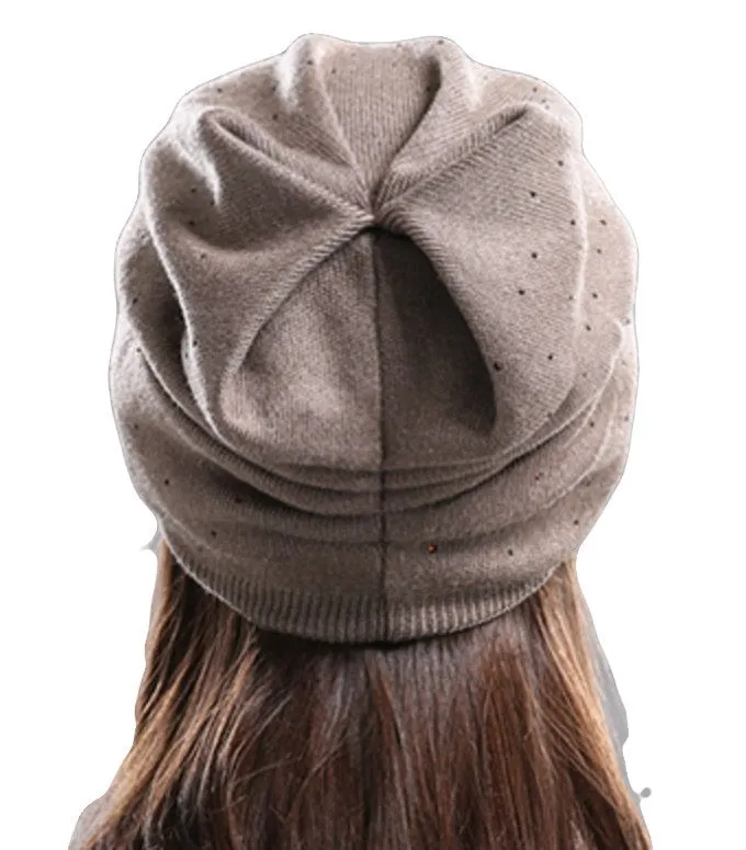 Premium Cashmere Blend Beanie; Crystals