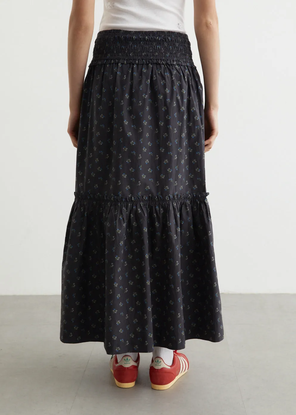 Printed Cotton Smock Maxi Skirt