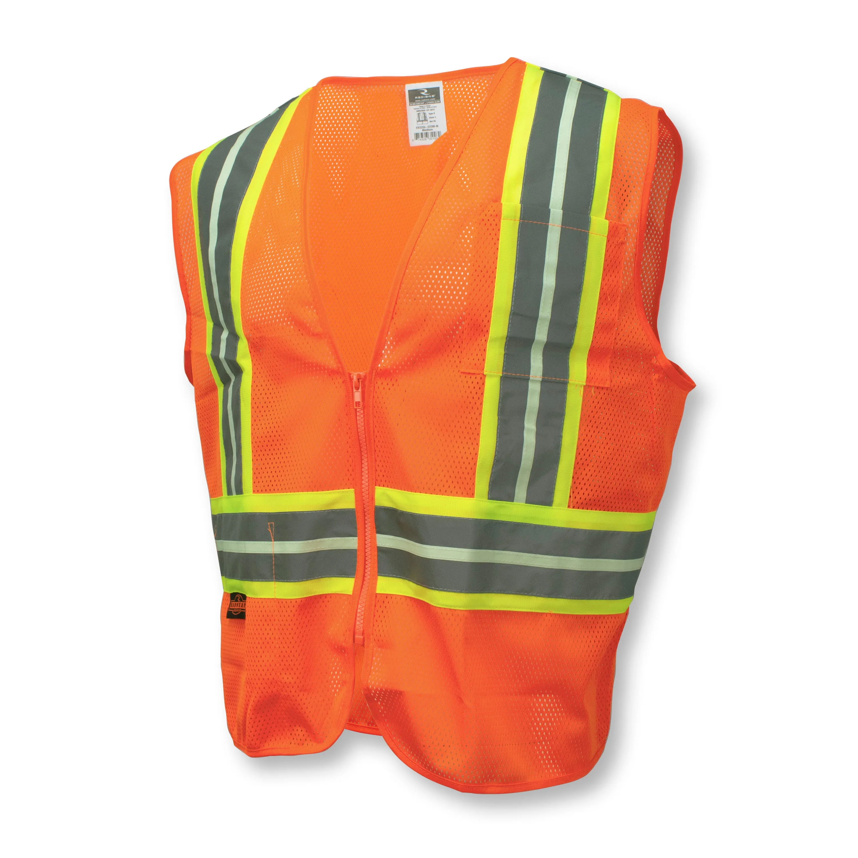 Radians SV22GL-2 Economy Type R Class 2 Safety Glow-in-the-Dark Vest with Two-Tone Trim