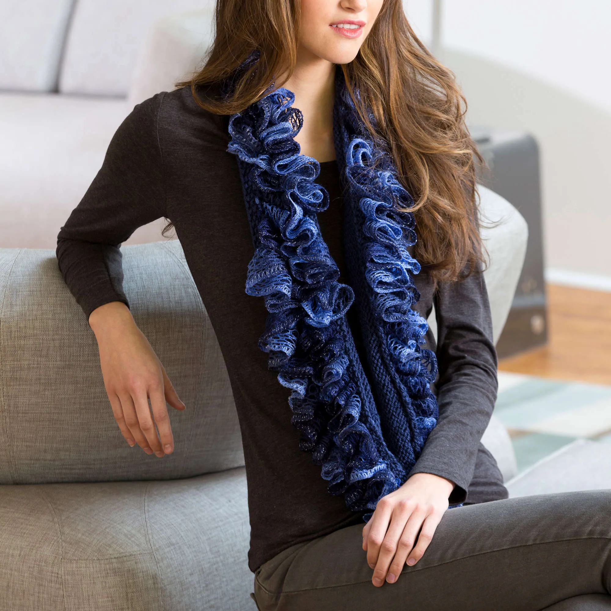 Red Heart Knit Infinite Ruffle Scarf