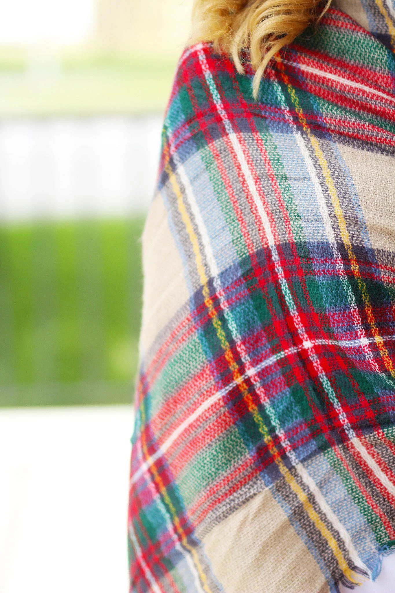 Red Plaid Blanket Scarf