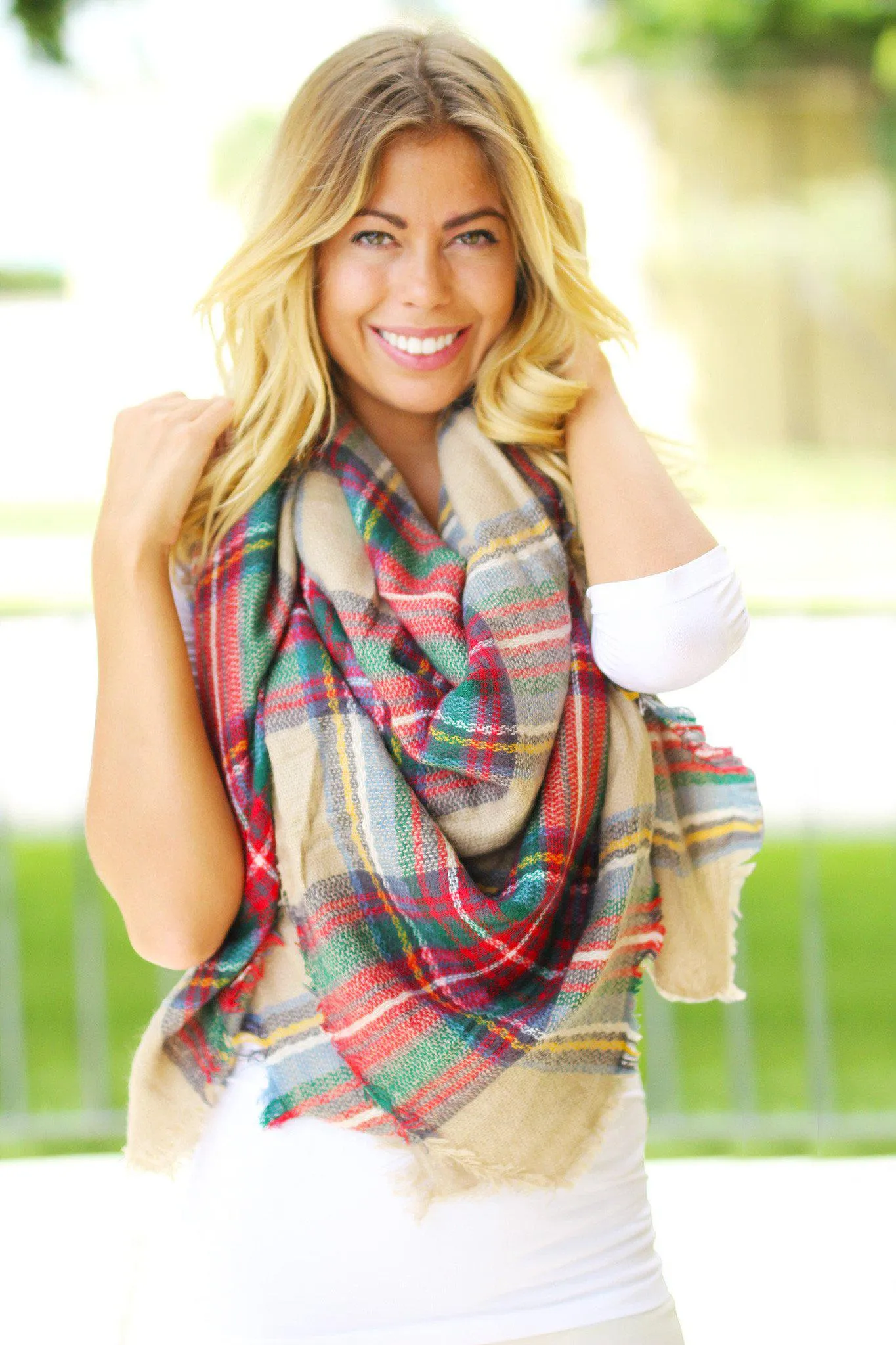 Red Plaid Blanket Scarf