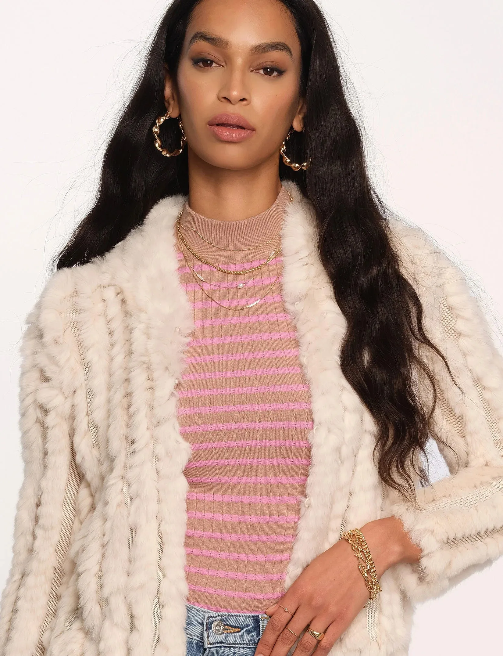 Rosa Fur Jacket - Putty