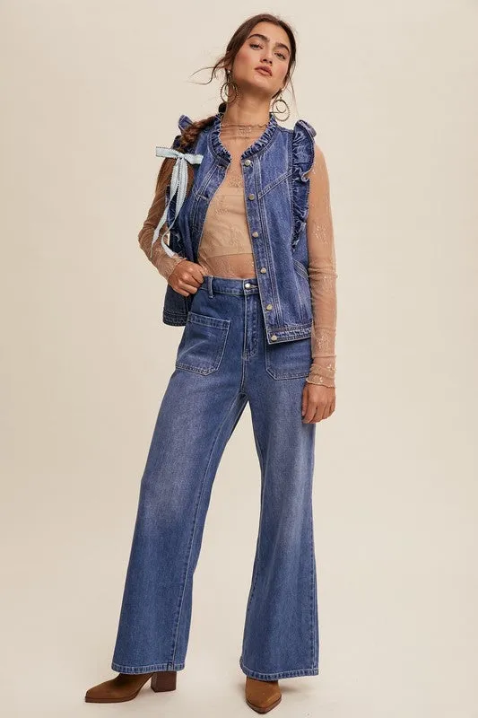 Roxanne Ruffled Denim Vest