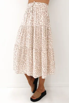 Ruby Midi Skirt Nude Leopard