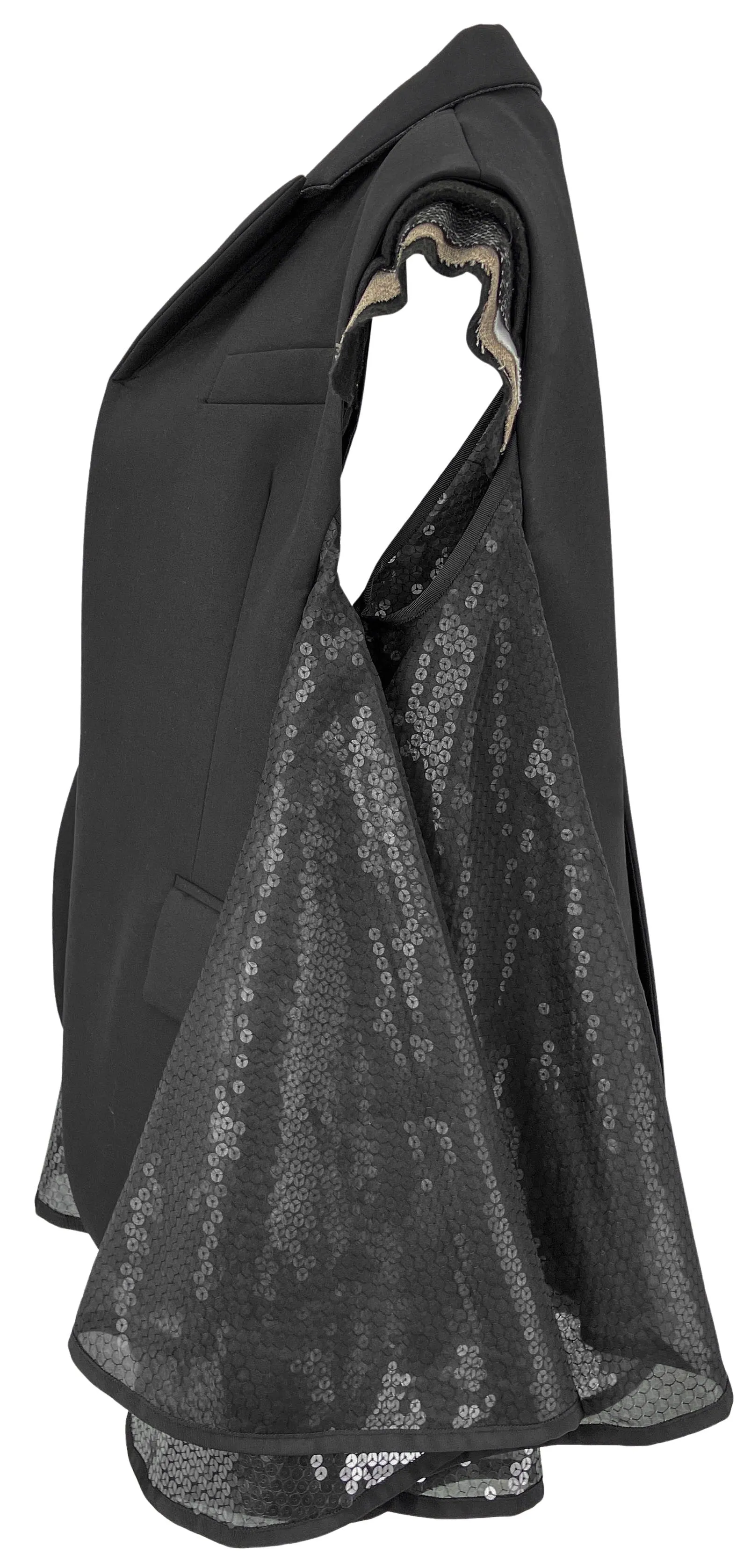 Sacai Neoprene Vest and  Sequined Dress in Black