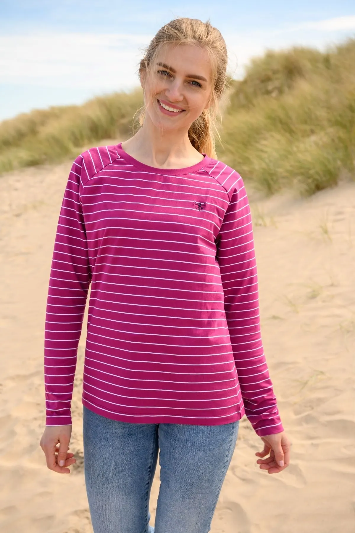 Seashore Long Sleeved Top - Deep Raspberry