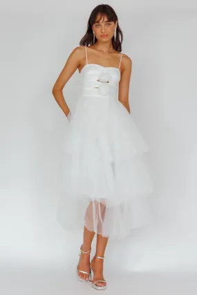 Seraphina Rose Bodice Tulle Midi Dress White