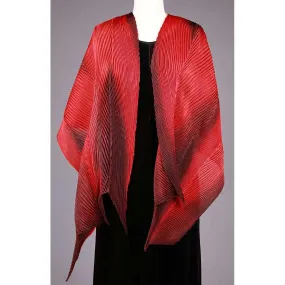 Shibori Silk Shawl SA-318 in Red and Black by Cathayana