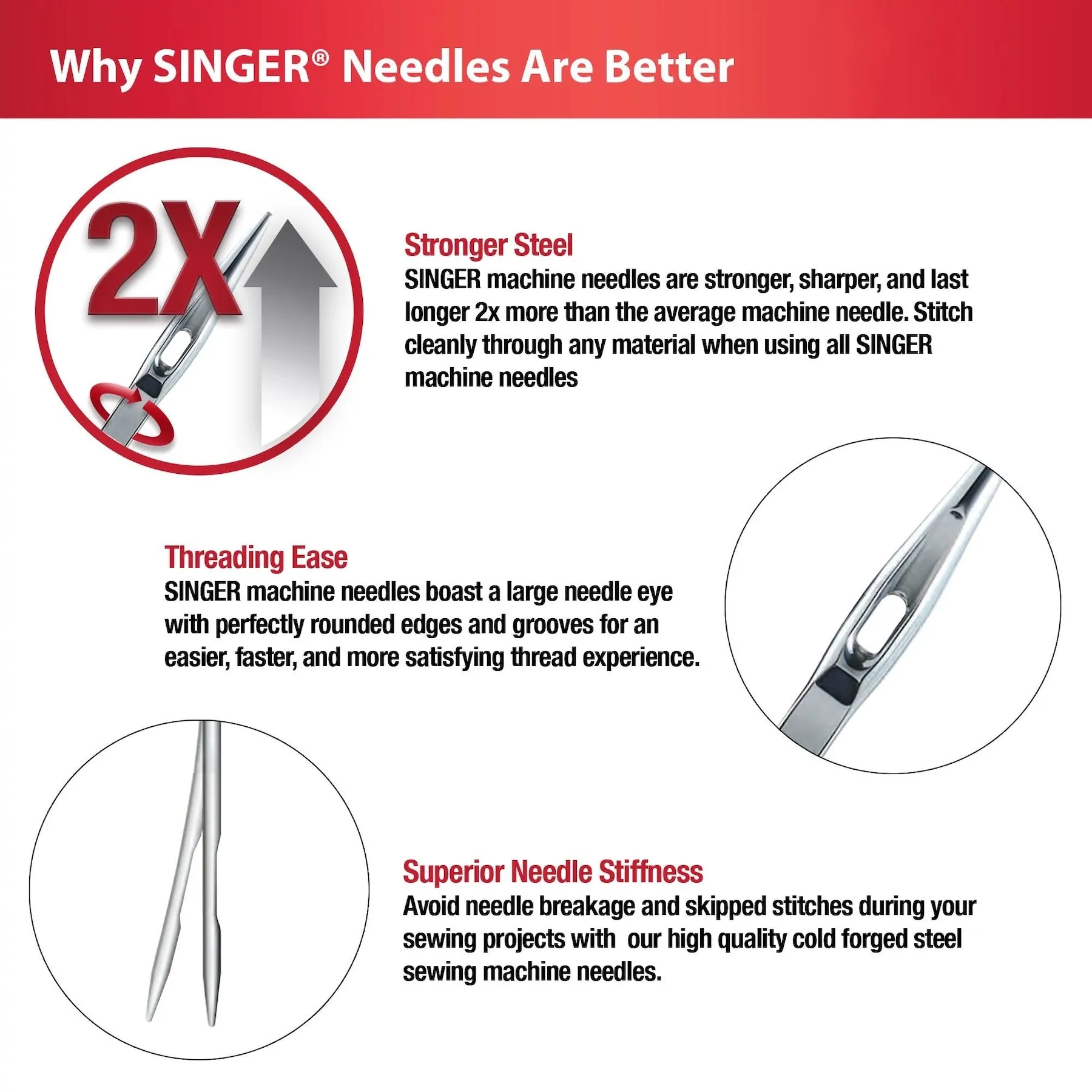 SINGER® Denim Needles, Size 100/16