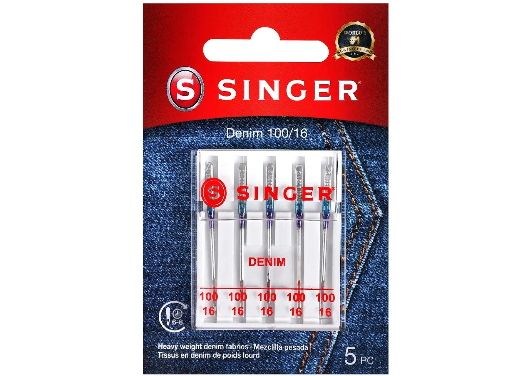 SINGER® Denim Needles, Size 100/16