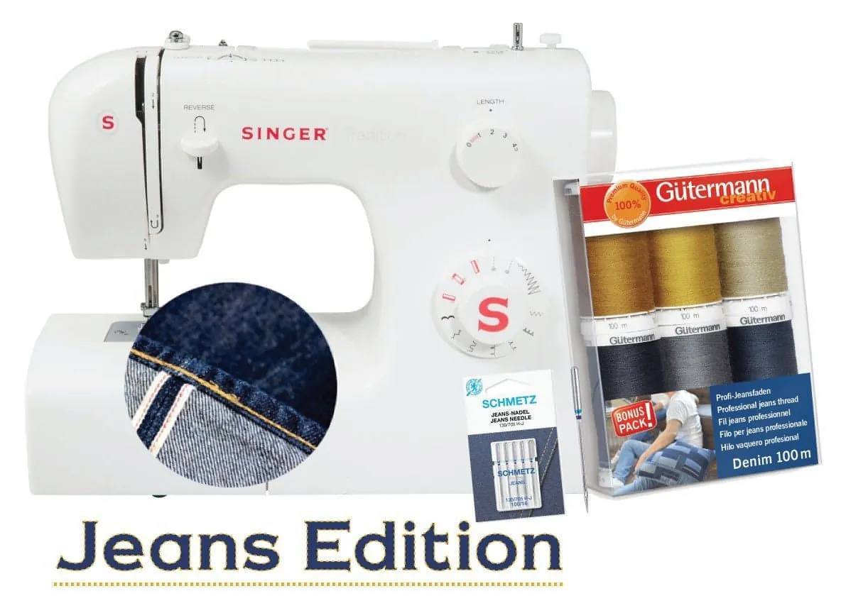 Singer Tradition 2250 Jeans Edition Sewing Machine with Gutermann Denim Thread Pack and Jeans Needles