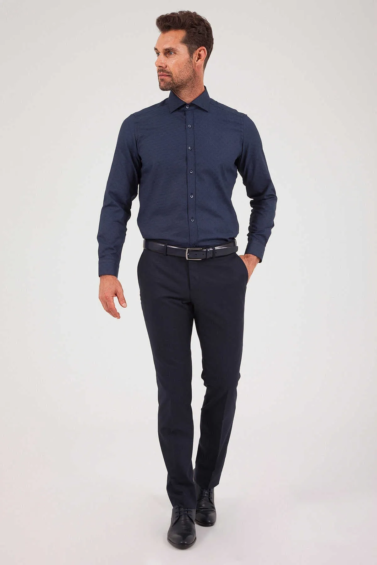 Slim Fit Navy Low Waist Dress Pants