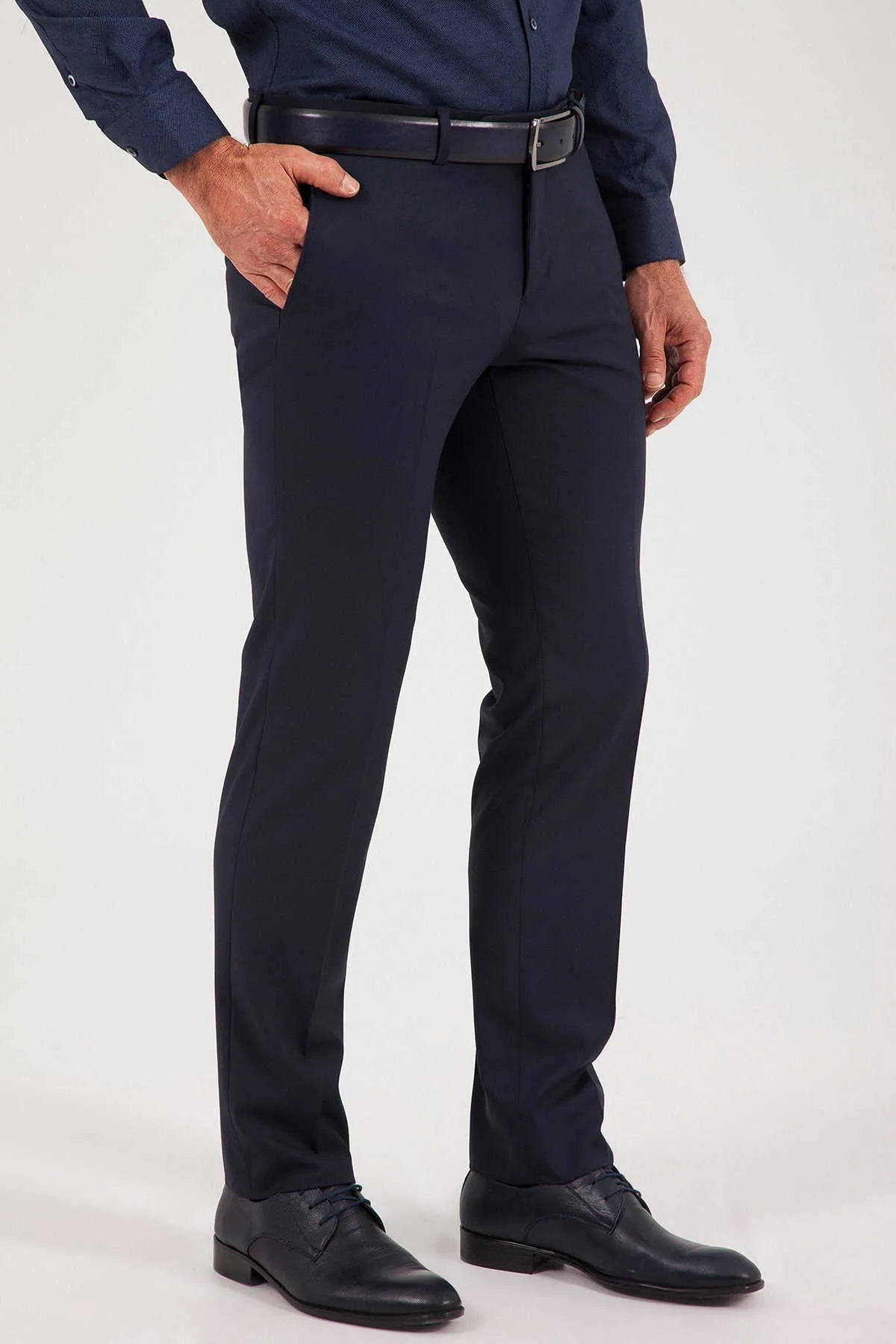 Slim Fit Navy Low Waist Dress Pants