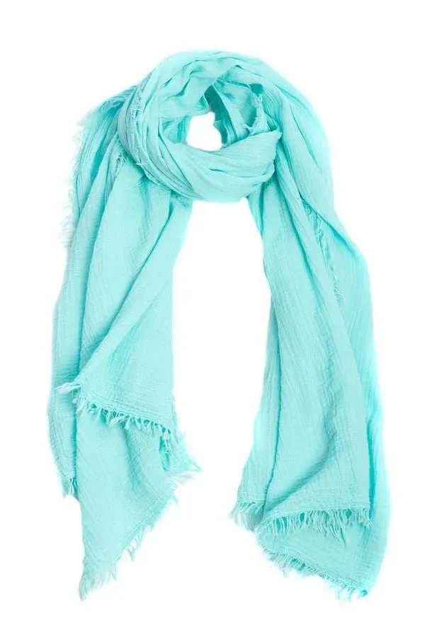 Solid Cotton Fringed Scarf