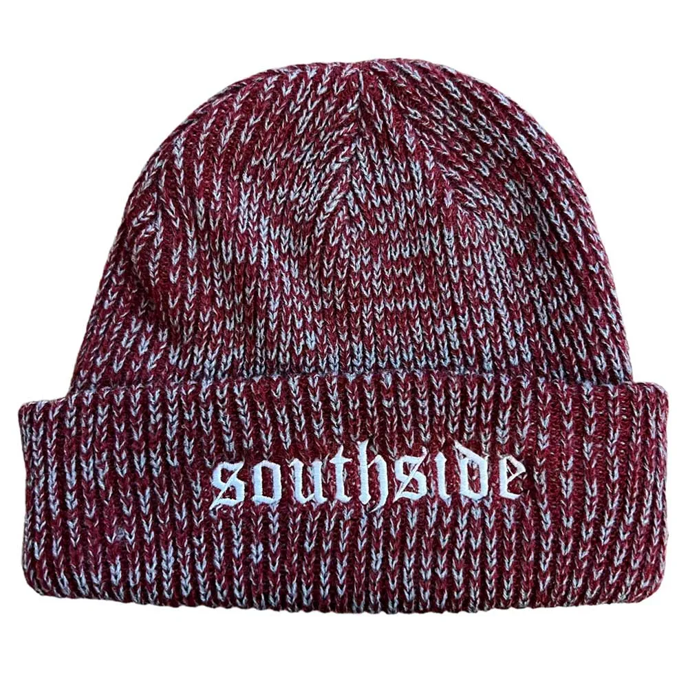 Southside OE Beanie Burgundy Heather White Embroidery