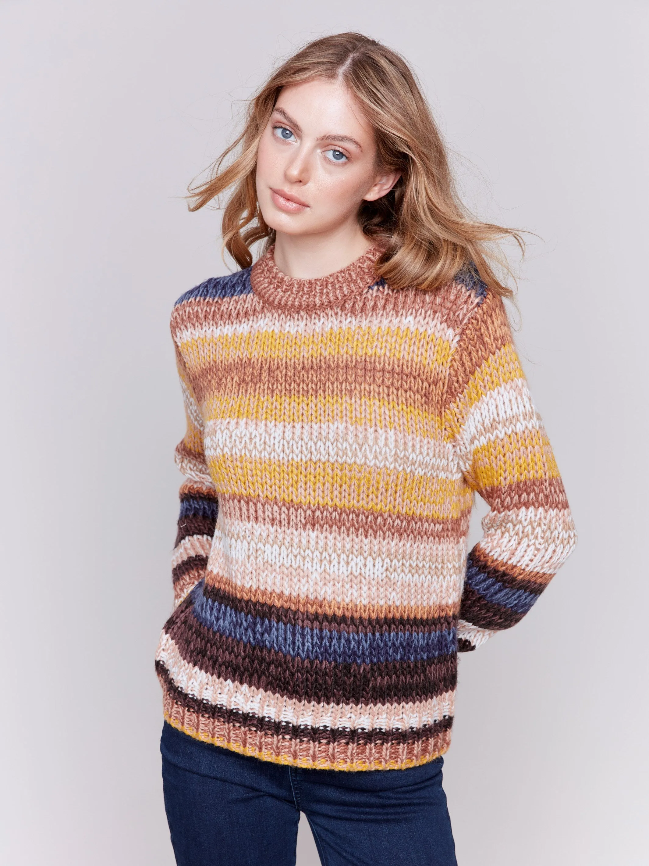 Space Dye Yarn Sweater - Amber