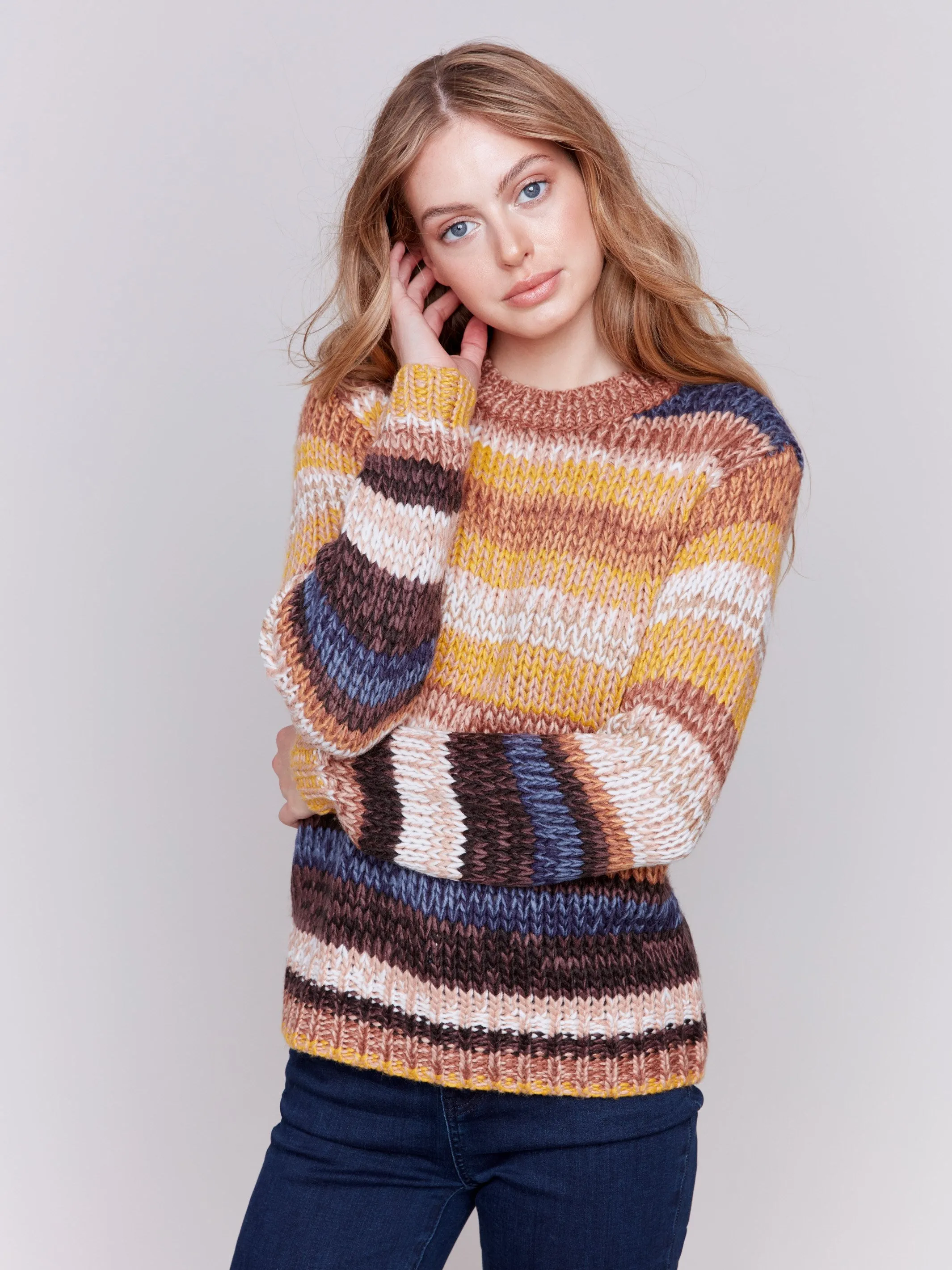 Space Dye Yarn Sweater - Amber