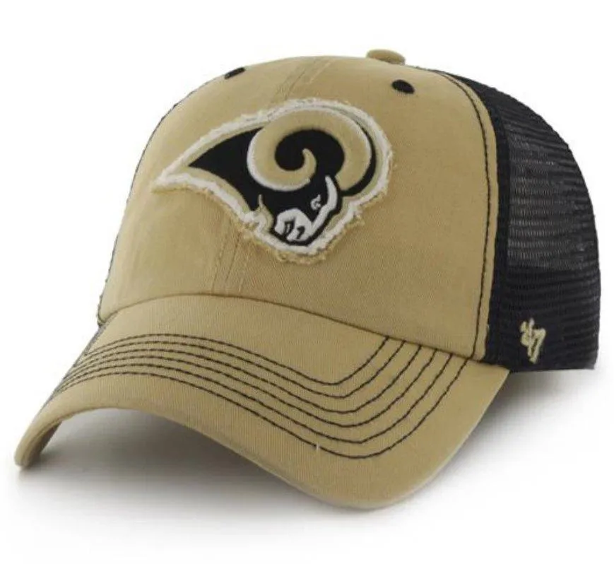 St. Louis Rams 47 Brand Gold Navy Taylor Closer Mesh Flexfit Hat Cap