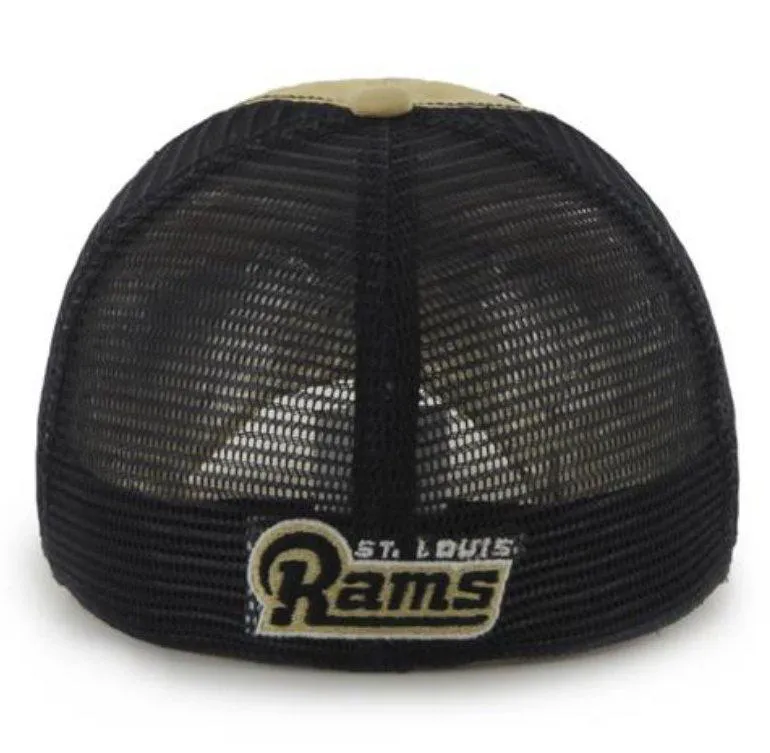 St. Louis Rams 47 Brand Gold Navy Taylor Closer Mesh Flexfit Hat Cap