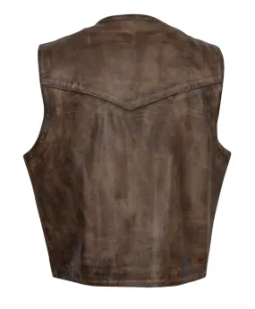 STS Ranchwear Mens Chisum Vintage Brown Leather Leather Vest