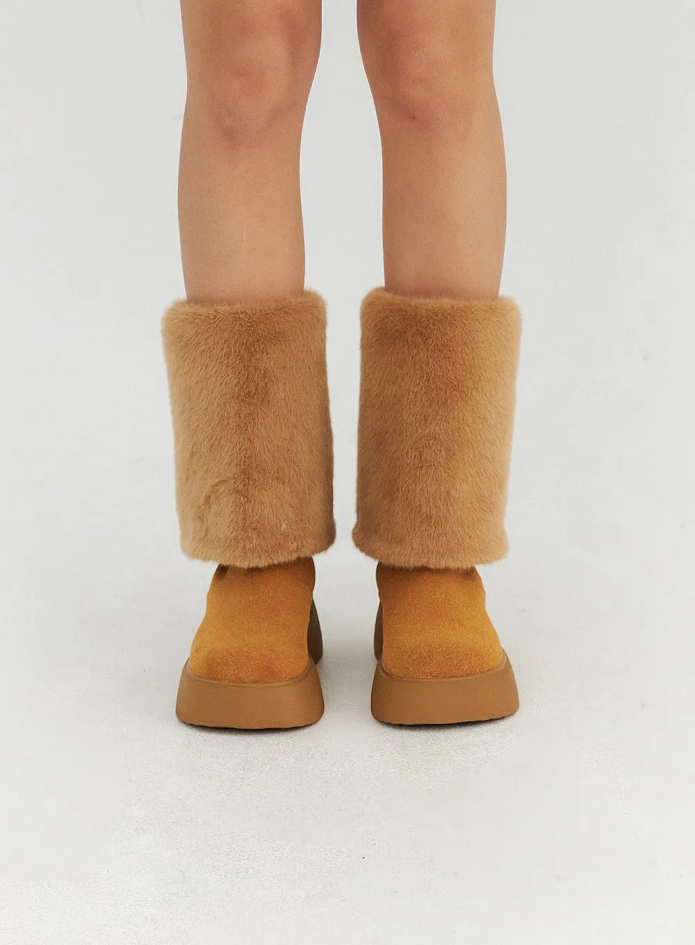 Suede Faux Fur Midi Boots CN315