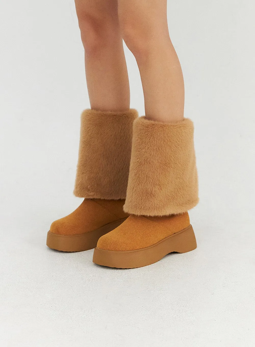 Suede Faux Fur Midi Boots CN315