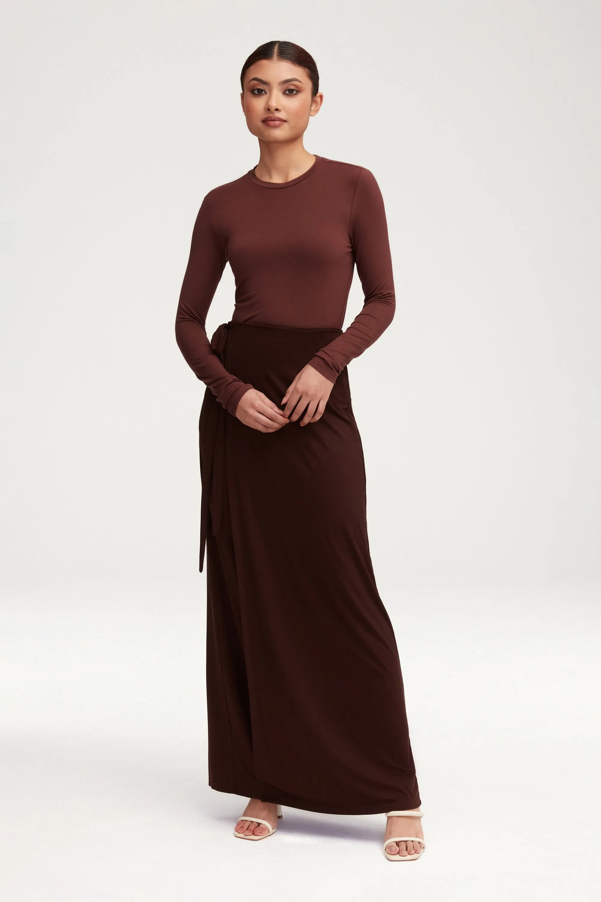 Talia Jersey Wrap Maxi Skirt - Espresso