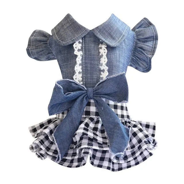 TEEK - Plaid Tutu Denim Doggy Dress