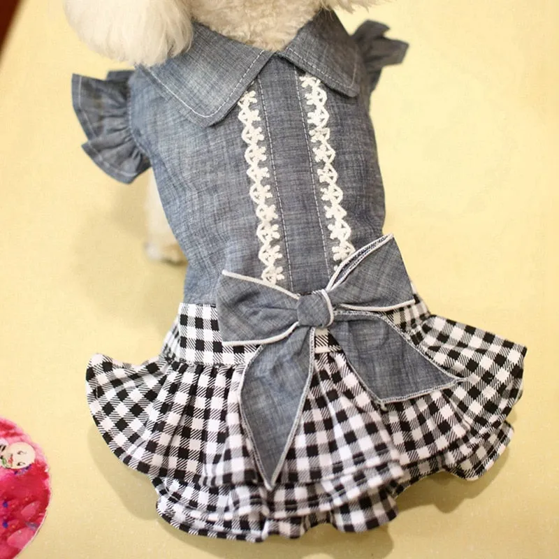 TEEK - Plaid Tutu Denim Doggy Dress