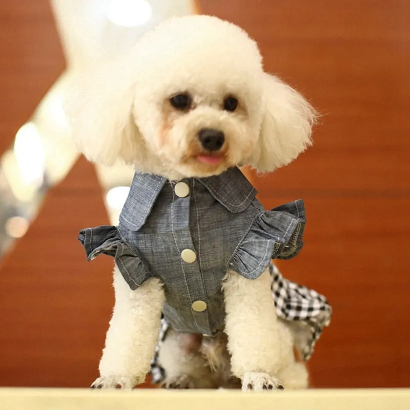 TEEK - Plaid Tutu Denim Doggy Dress