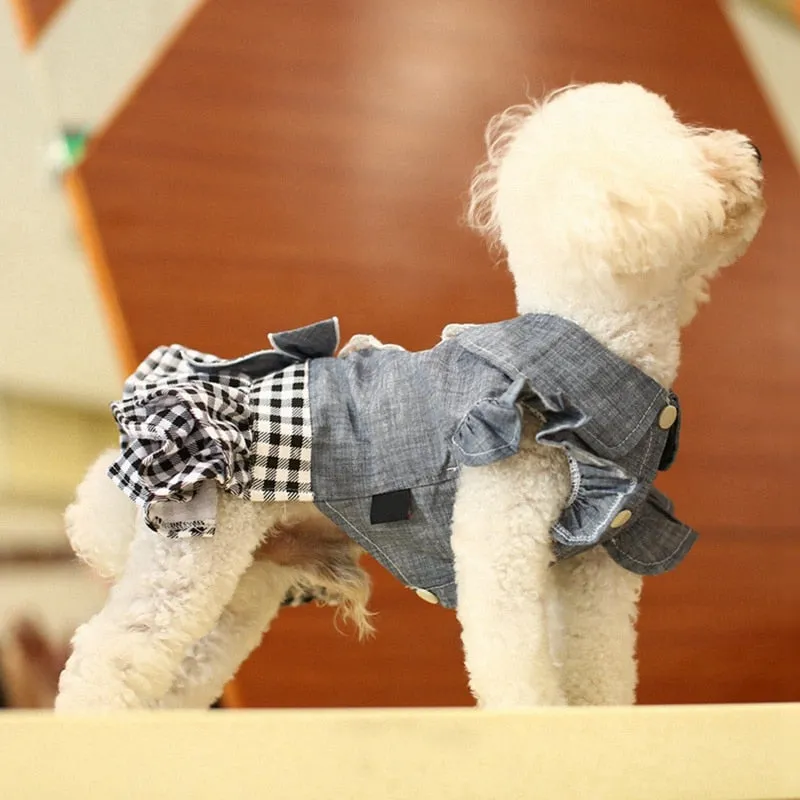 TEEK - Plaid Tutu Denim Doggy Dress