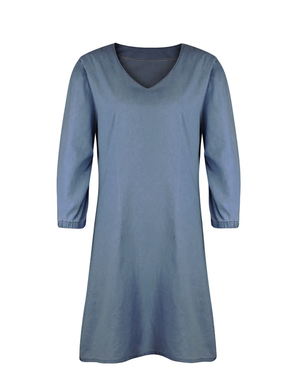 TEEK - V-Neck Half Sleeve Denim Dress