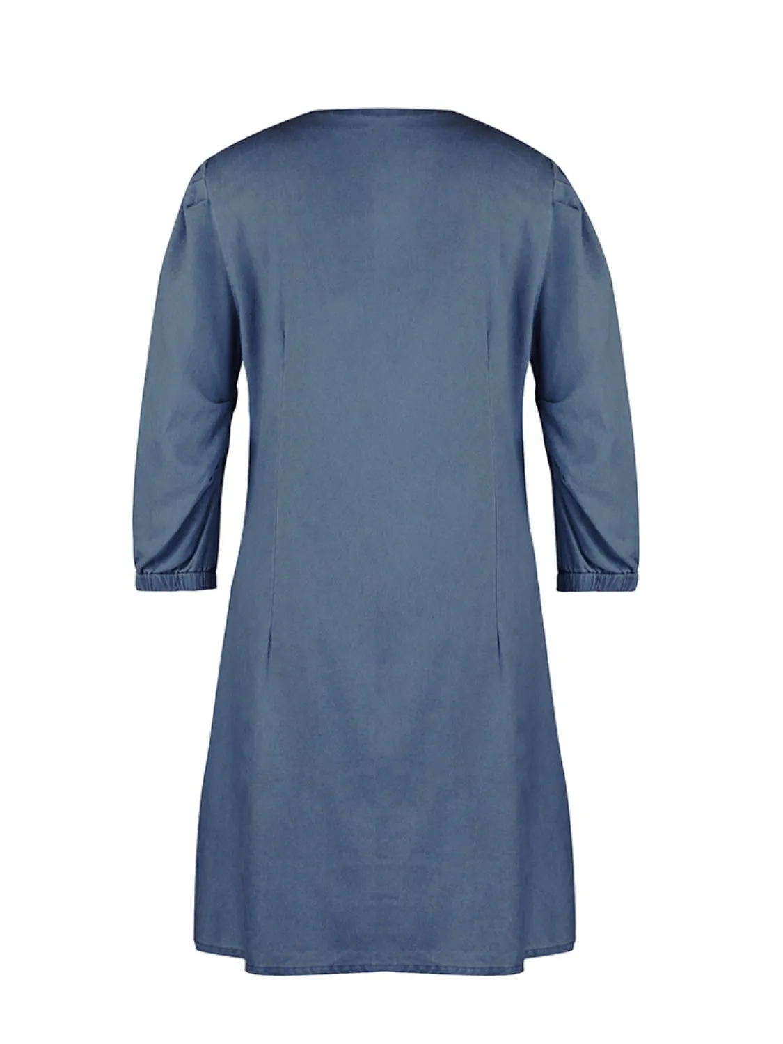 TEEK - V-Neck Half Sleeve Denim Dress