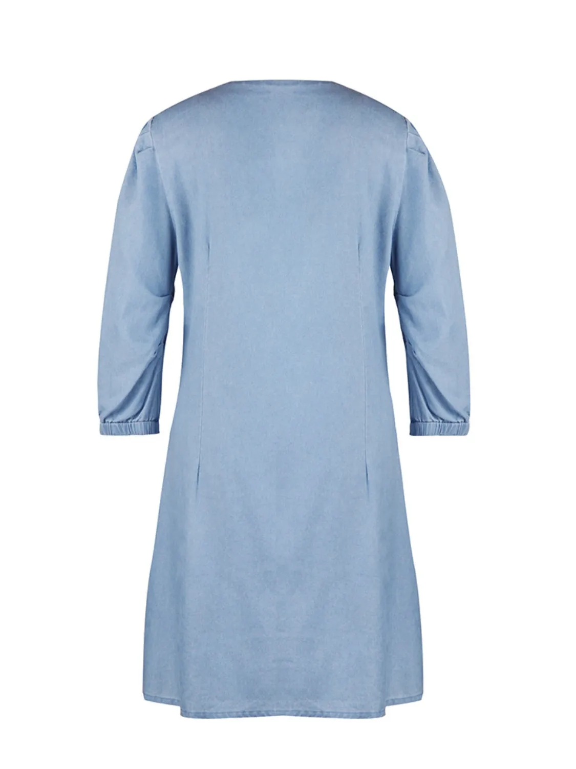 TEEK - V-Neck Half Sleeve Denim Dress