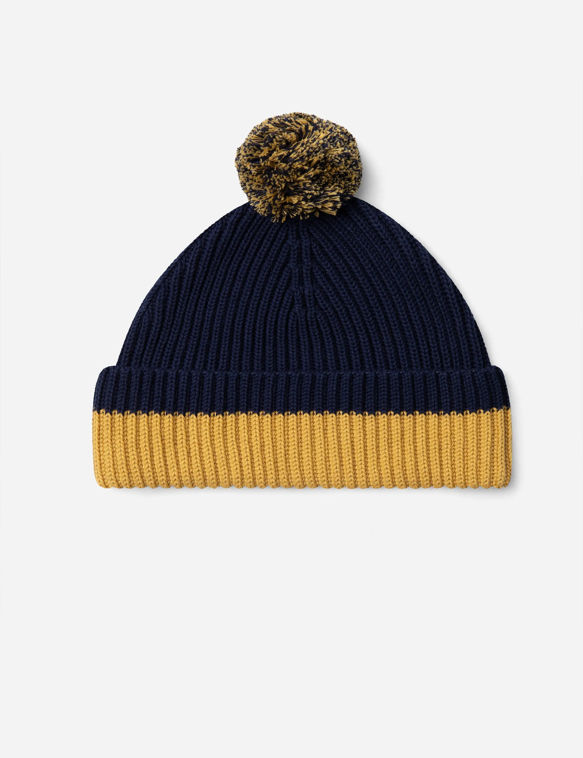 Thyne Pom Beanie - Navy/Mustard