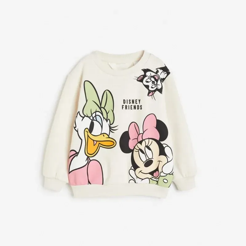 Toddler Girls Pink Jumper - Cartoon Print Crewneck Pullover Cartoon Clothes