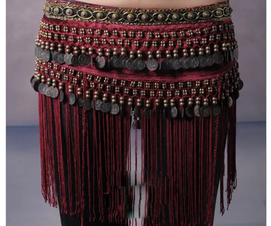 Tribal Belt - Red Tassel Design belt- Fringe Tassel Belt - 23 day shipping