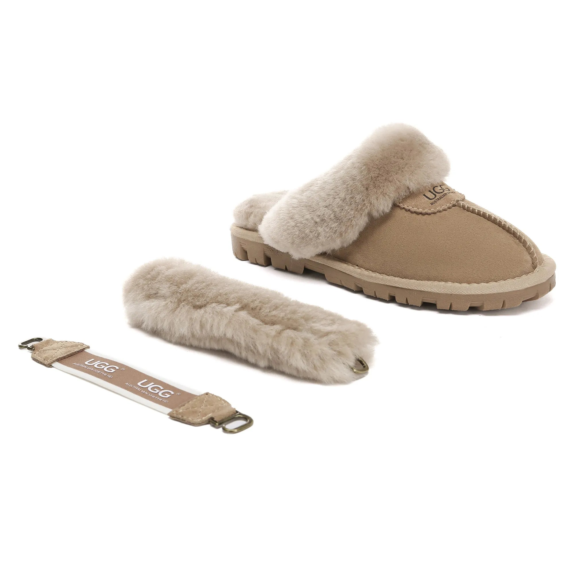 UGG Removable Slingback Waffle Fluffy Slippers