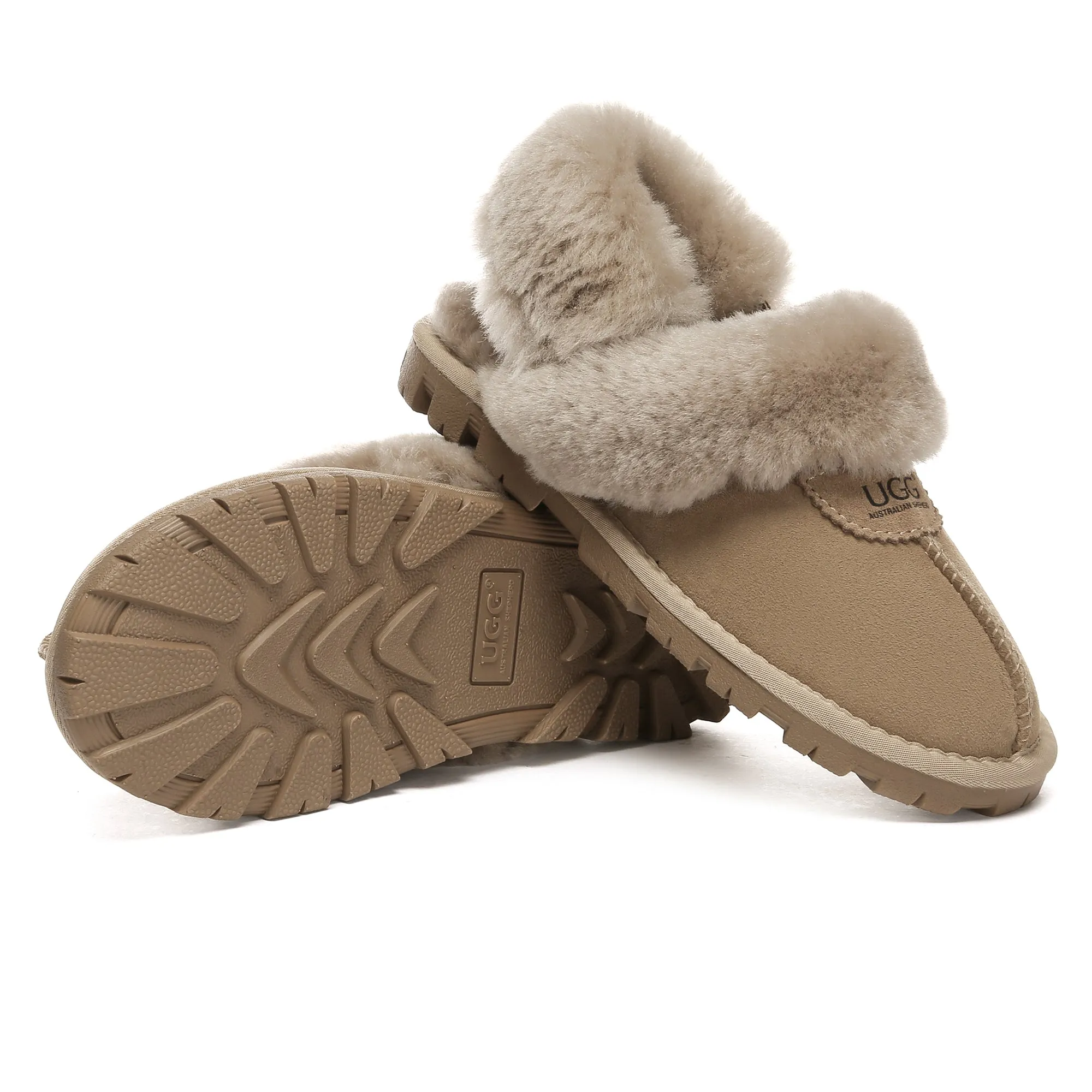 UGG Removable Slingback Waffle Fluffy Slippers