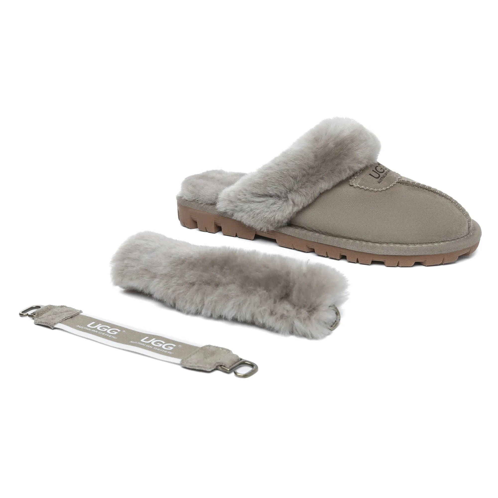 UGG Removable Slingback Waffle Fluffy Slippers