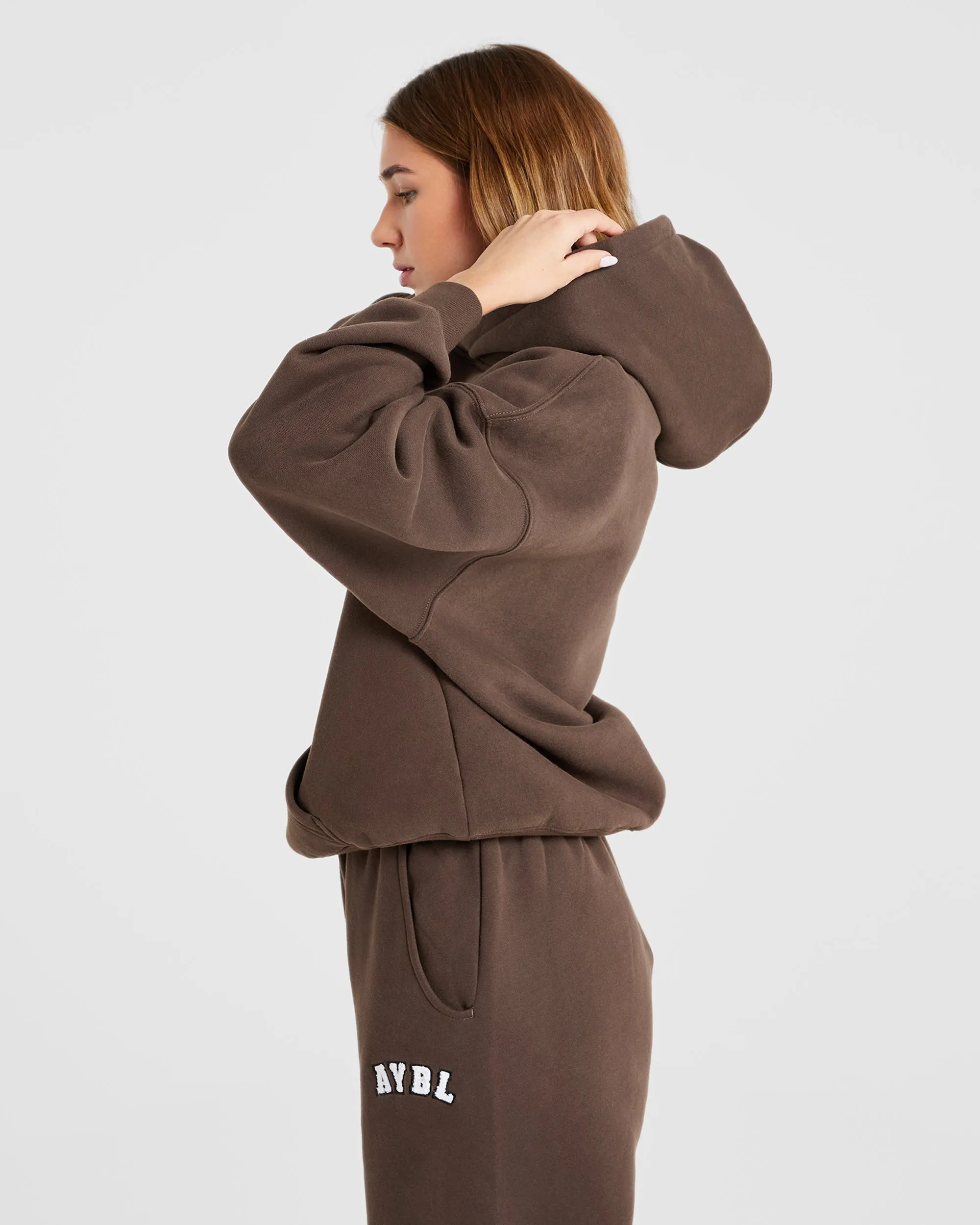 Varsity Oversized Hoodie - Brown