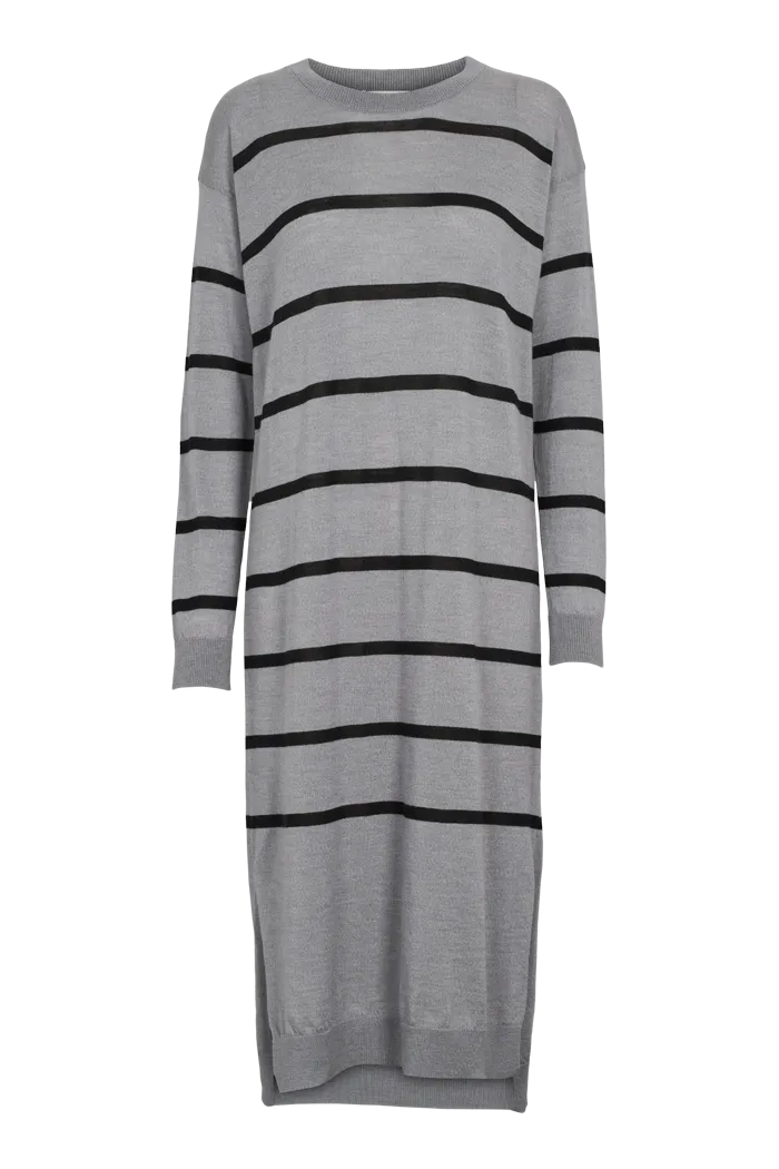 Vera Long Dress - Light Grey Melange / Black