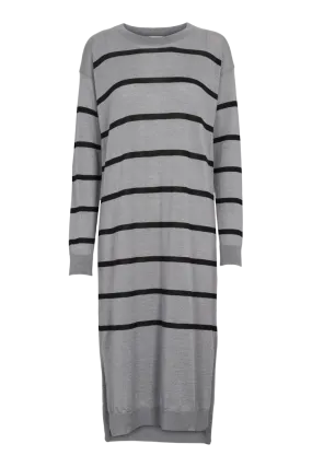 Vera Long Dress - Light Grey Melange / Black