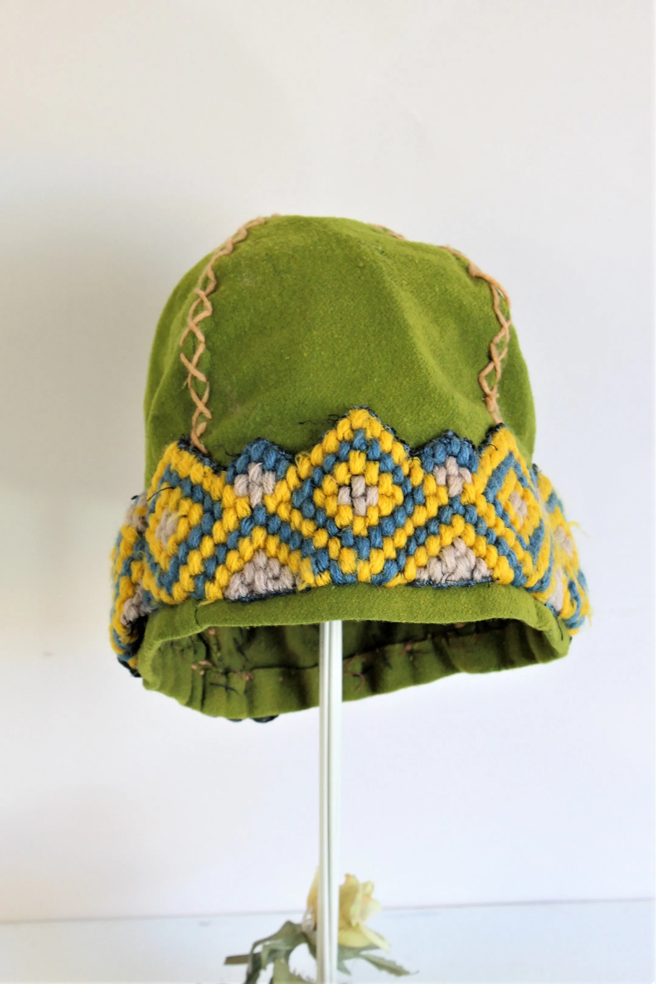 Vintage 1940s Wool Ethnic Cap