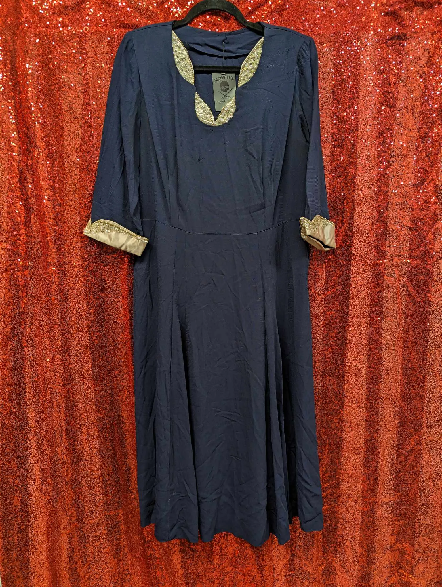 Vintage 40s AS IS Blue Crepe and Sequin Dress