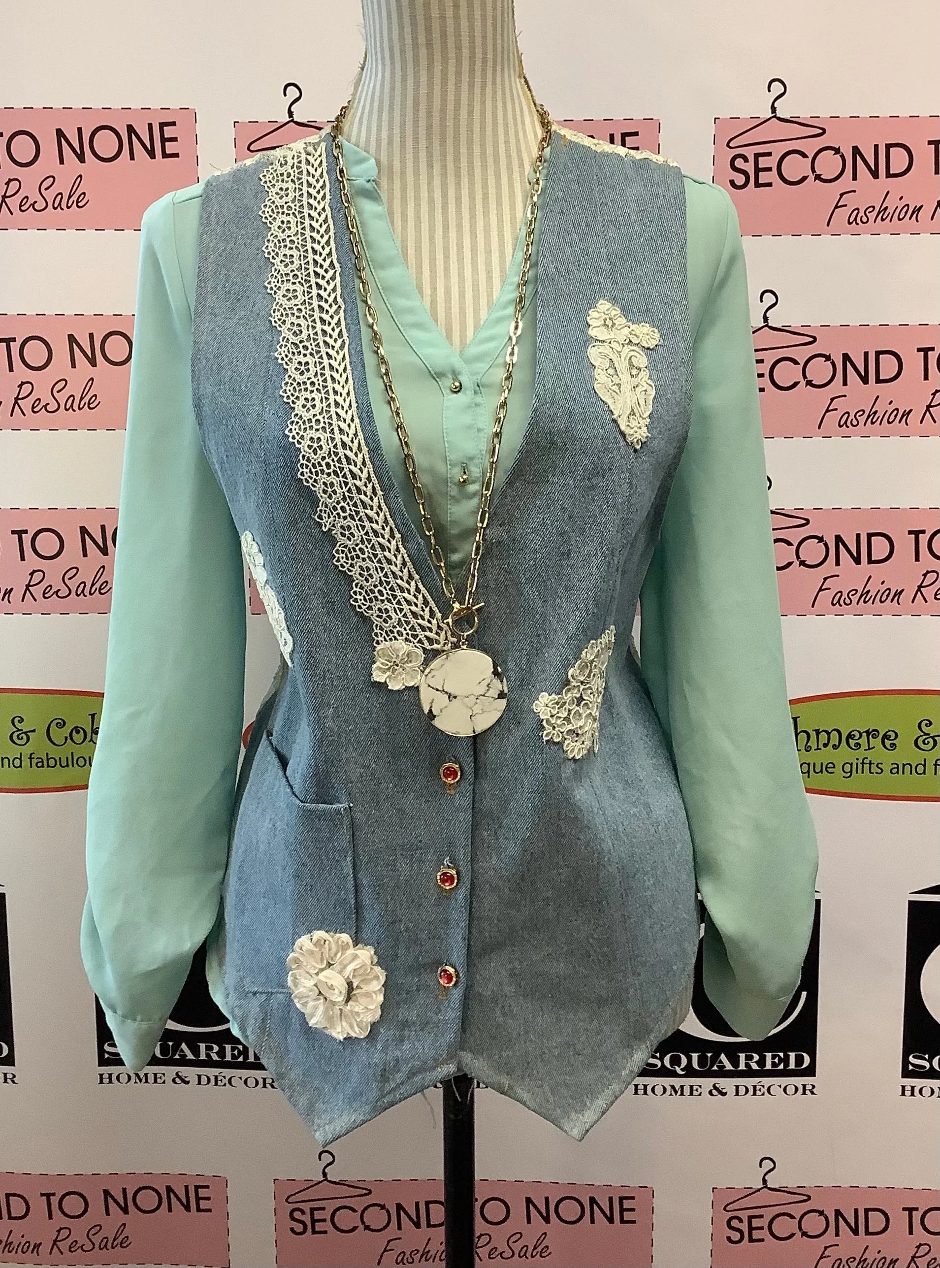 Vintage Denim   Lace Vest (S/M)