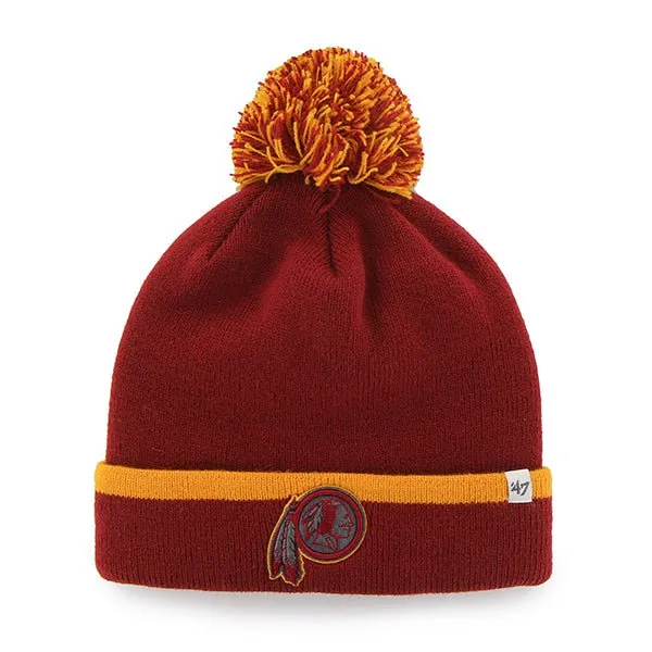 Washington Redskins 47 Brand Red Gold Baraka Knit Cuffed Poofball Beanie Hat Cap