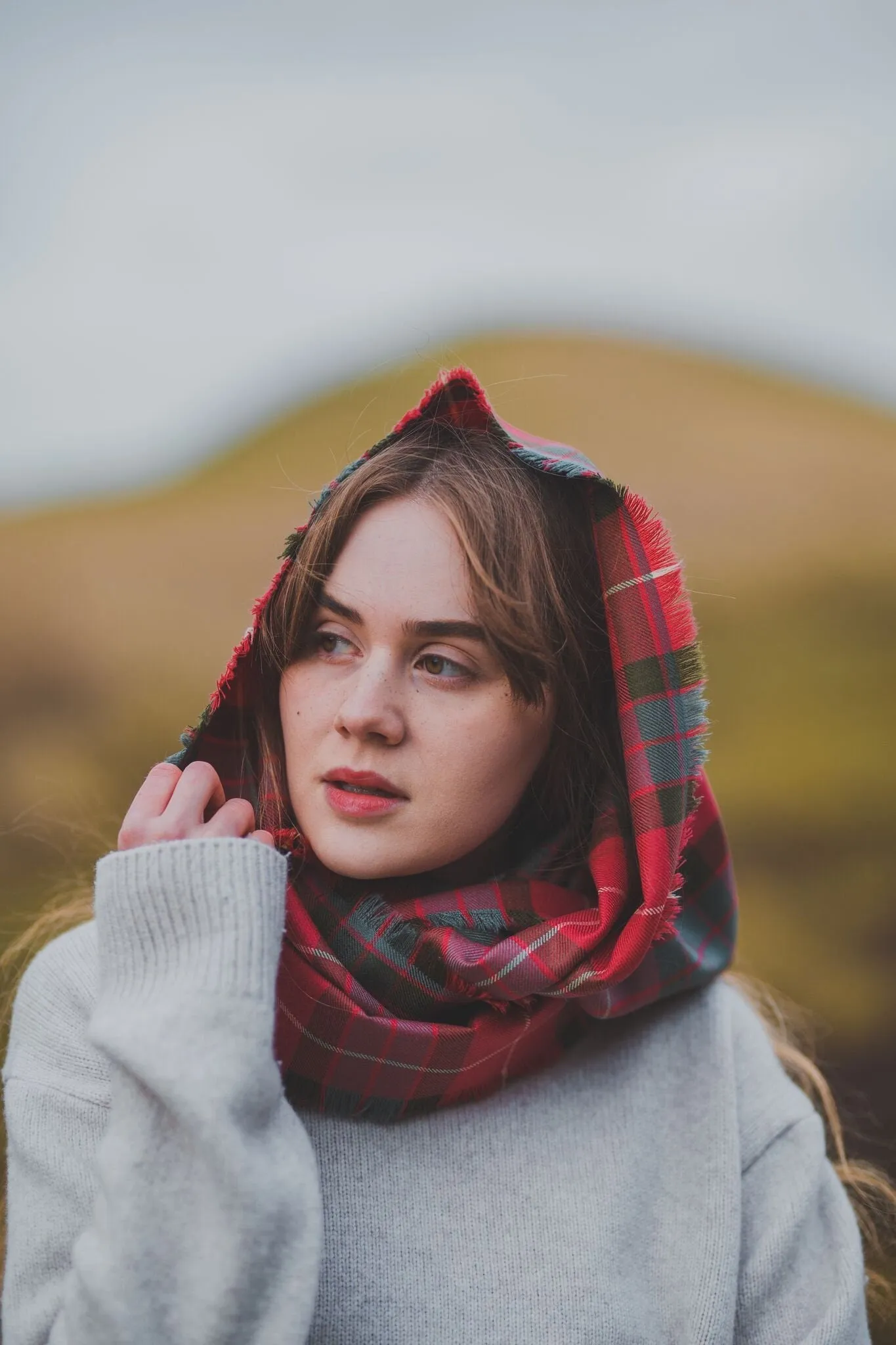 Weathered Red Fraser Outlandish Cowl Wrap Scarf by LoullyMakes